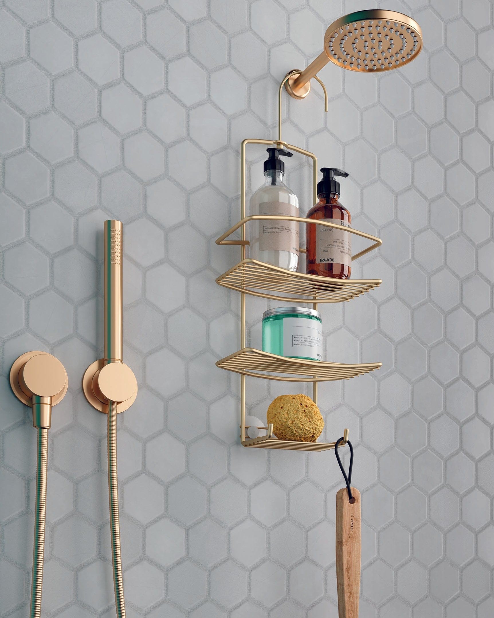 Metaltex Brass Onda Shower Caddy Bathroom Organisers MT438