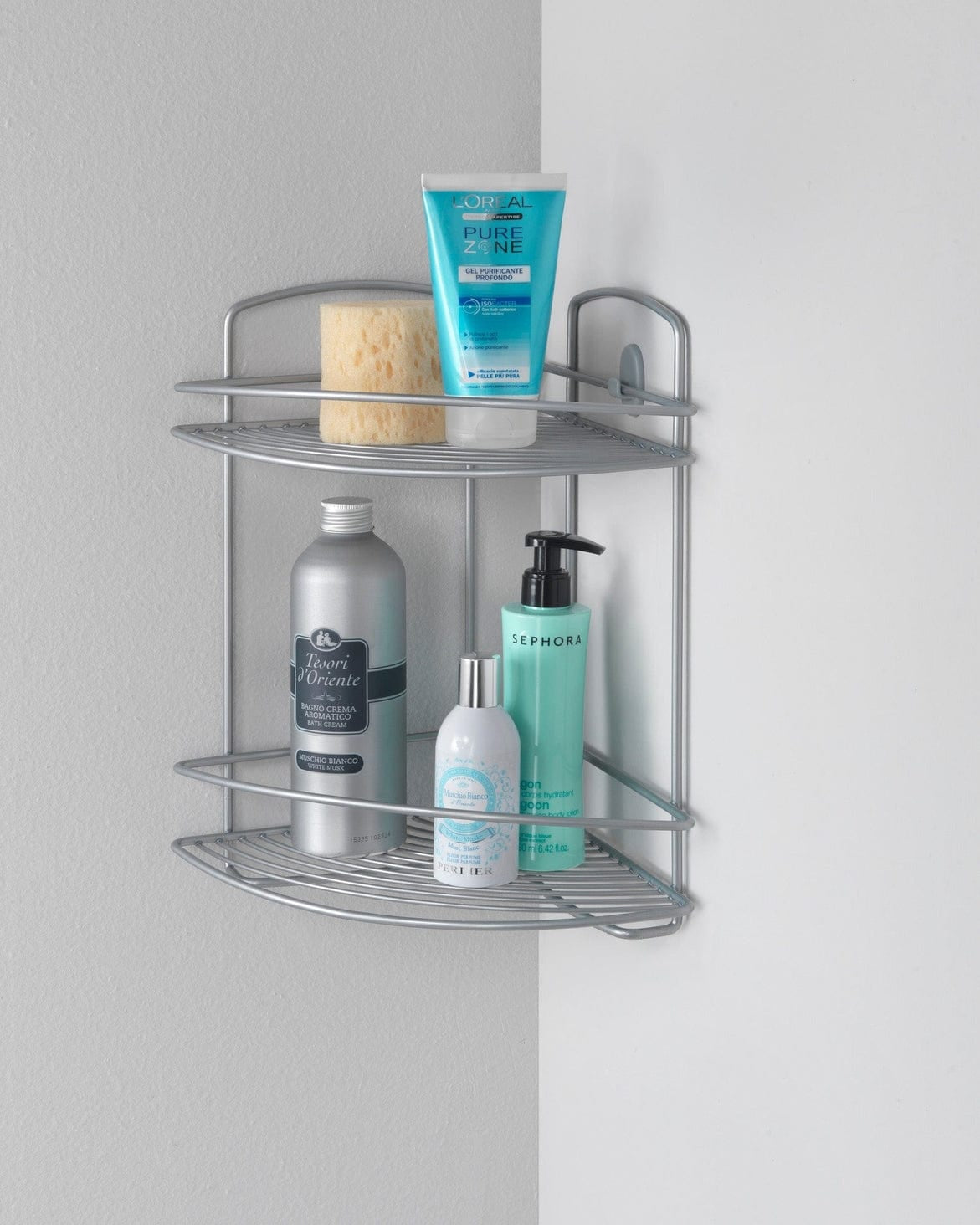 Metaltex Onda 2 Tier Corner Shelf Bathroom Organisers MT177