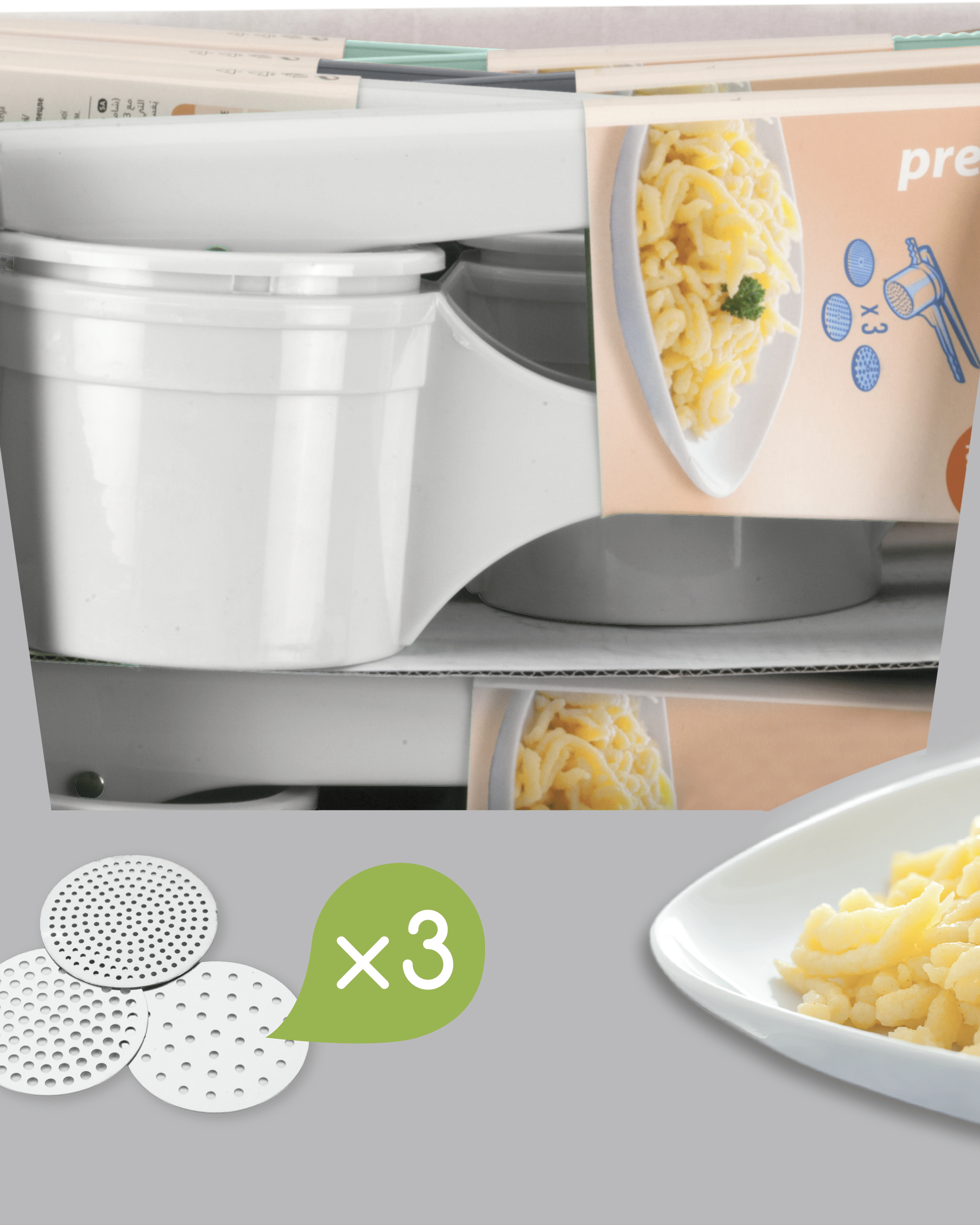 Metaltex Potato Masher "Pressy" with 3 Disks Cooking and Preparation Tools MT099