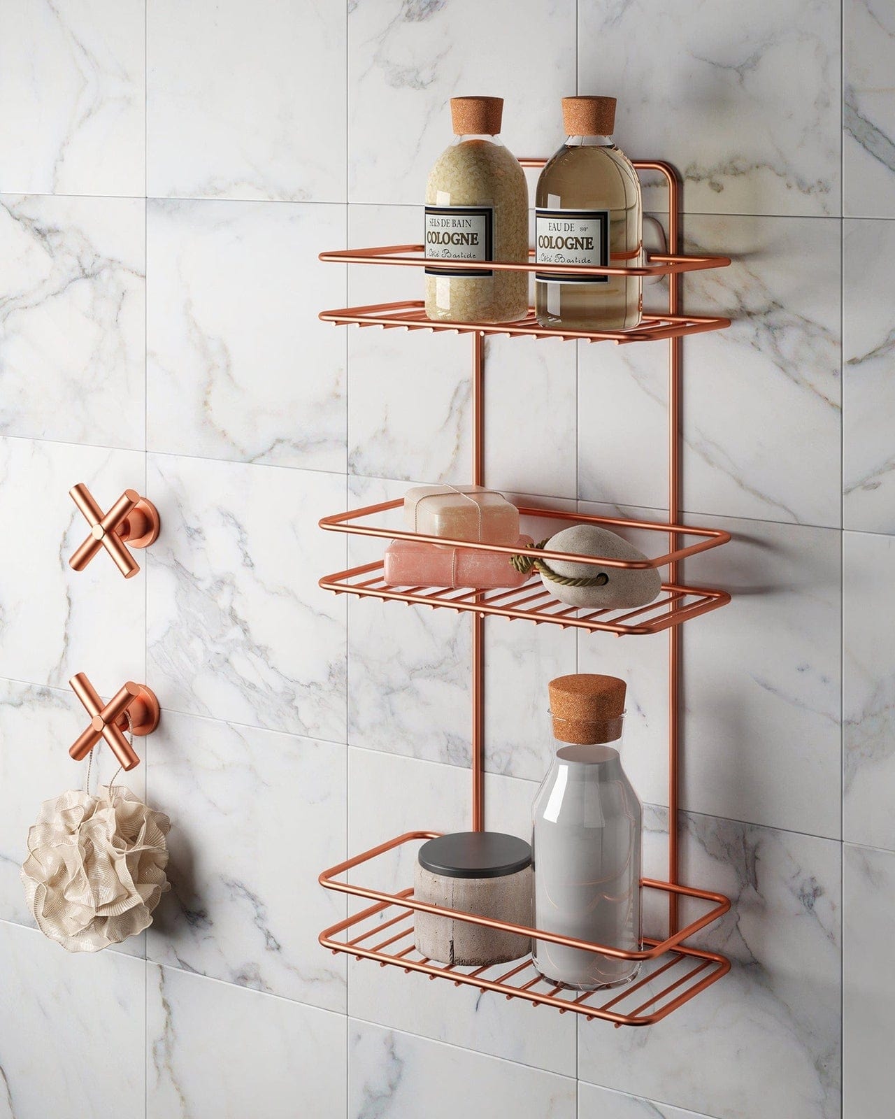 Metaltex Reflex Copper 3 Tier Rectangle Shelf Bathroom Organisers MT415