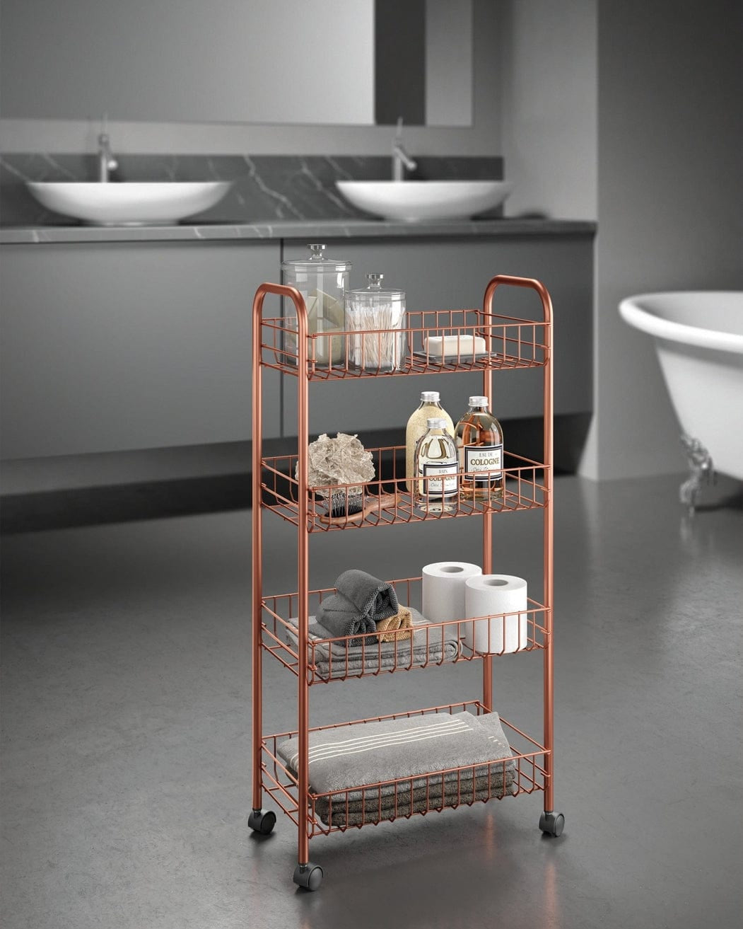 Metaltex Rolling Cart Copper Rolling Cart