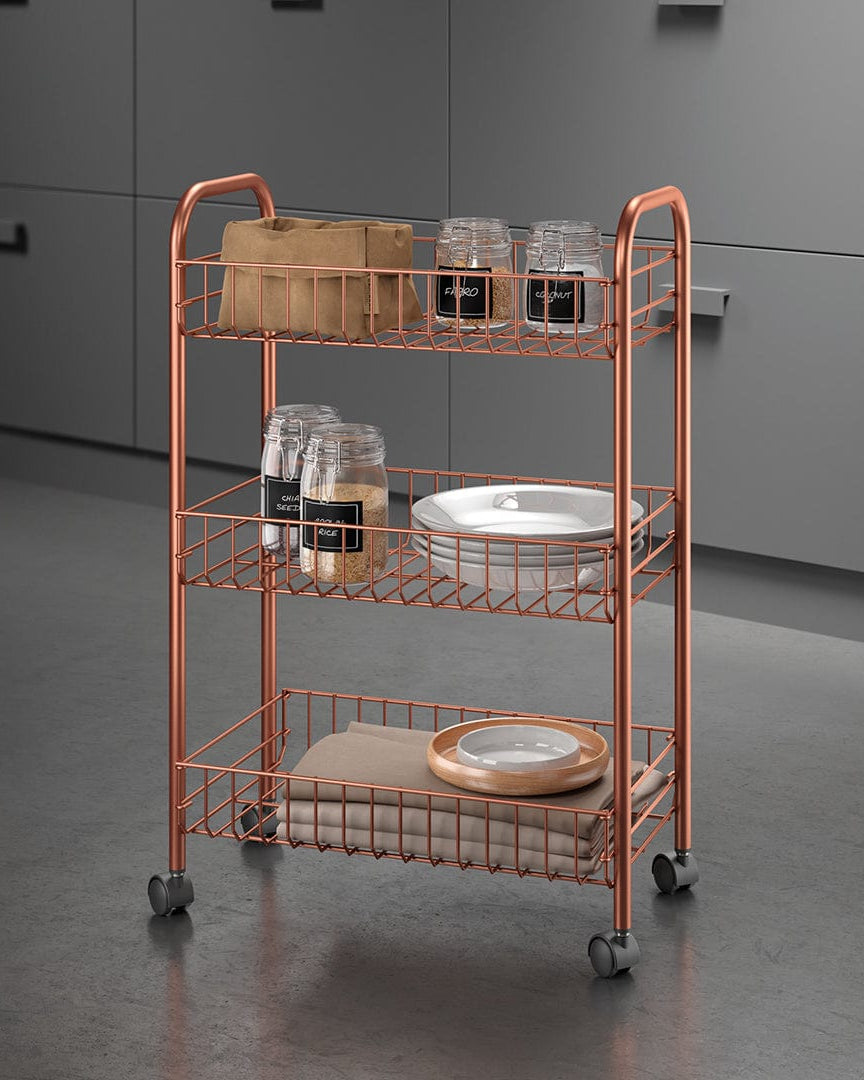 Metaltex Rolling Cart Copper Rolling Cart