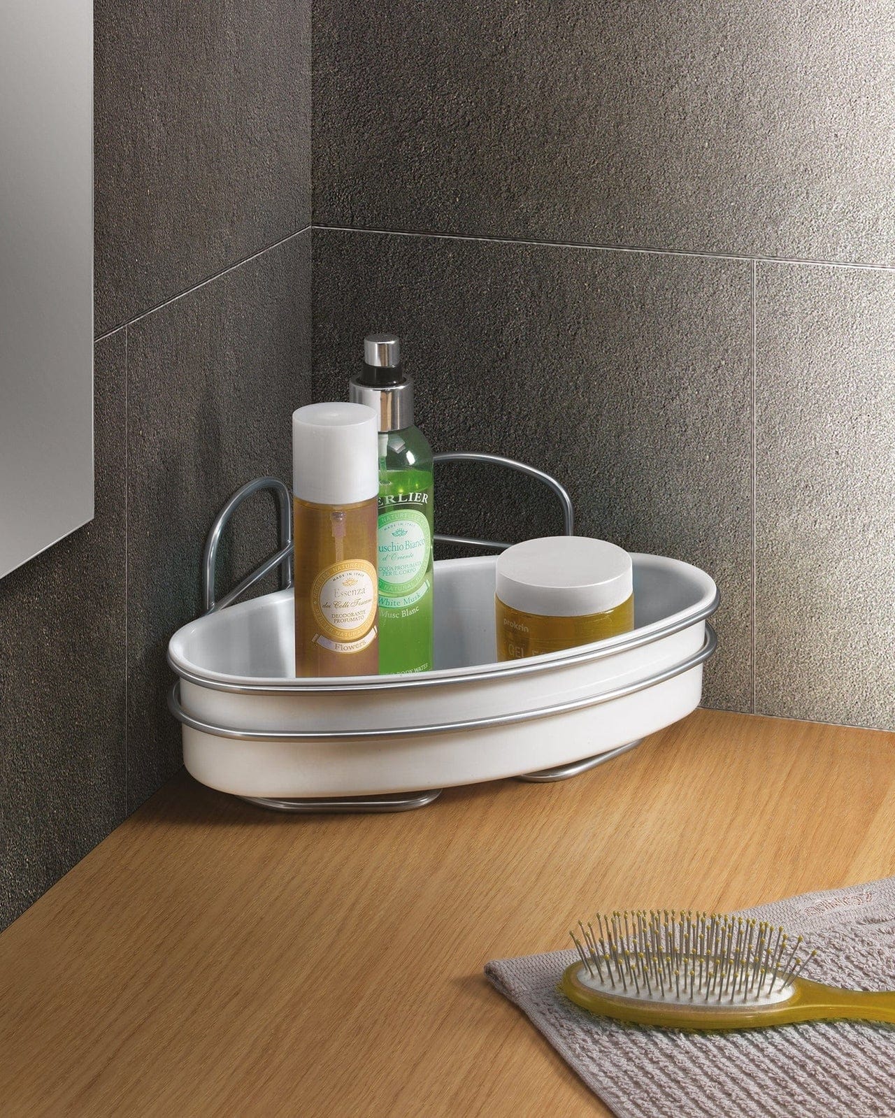 Metaltex Orbit 1 Tier Corner Shelf Bathroom Organisers MT366