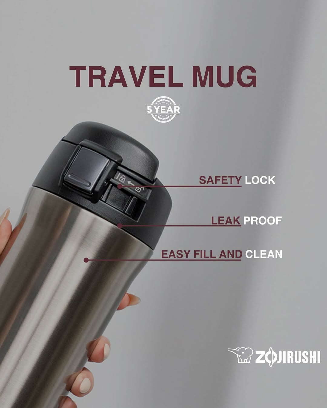 Zojirushi 480ml Travel Mug SM-YAF48 Vacuum Insulated Bottle